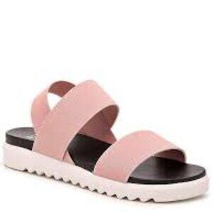MIX NO 6 Pink Strappy Flatform Platform Sandal 7.5 Slip On White Sole Women Shoe